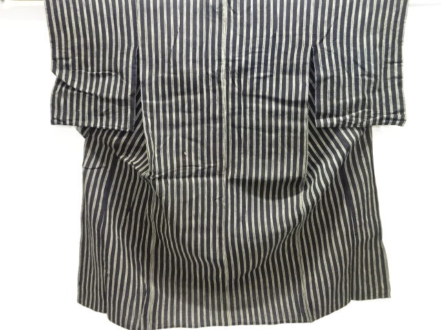 JAPANESE KIMONO / ANTIQUE STRIPED COTTON HITOE KIMONO